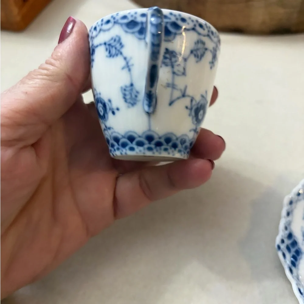 Royal Copenhagen White Porcelain Saucer and  cup with Blue Wave Mark